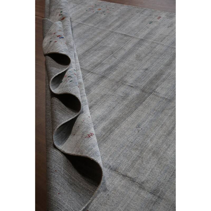 Hand Knotted Oriental 100% Wool Carpet Tribal Tribal Greys & Charcoal Gabbeh Area Rug - 12' 4'' X 9' 1''
