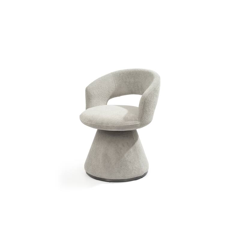 HomeRoots Dark Gray Boucle Partially Open Back Swivel Dining Arm Chair - 23.00 in. x 30.00 in. x 23.00 in.