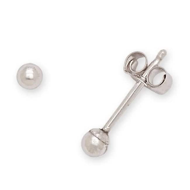 Curata 14k White Gold Polished Ball Classic Stud Earrings - 2mm-10mm
