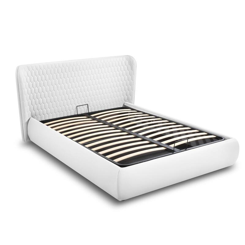 Agoura King Storage Bed in White PU Leather