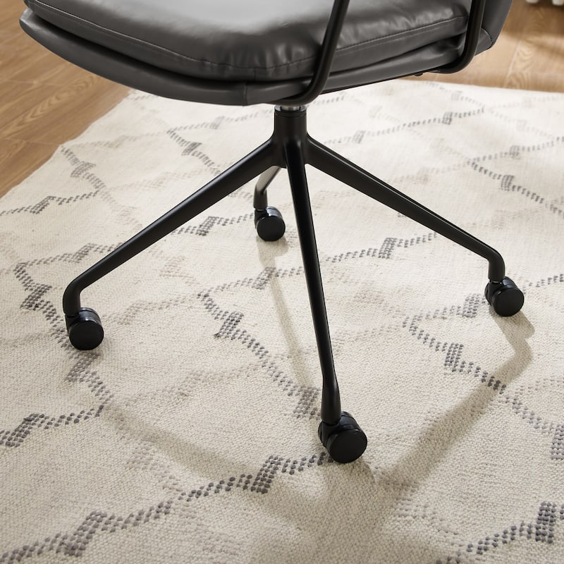 Art Leon Faux Leather Swivel Accent Arm Chair