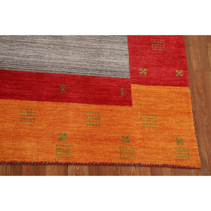 Striped Gabbeh Indian Rug Hand-Knotted Contemporary Wool Carpet - 6'5"x 9'8"