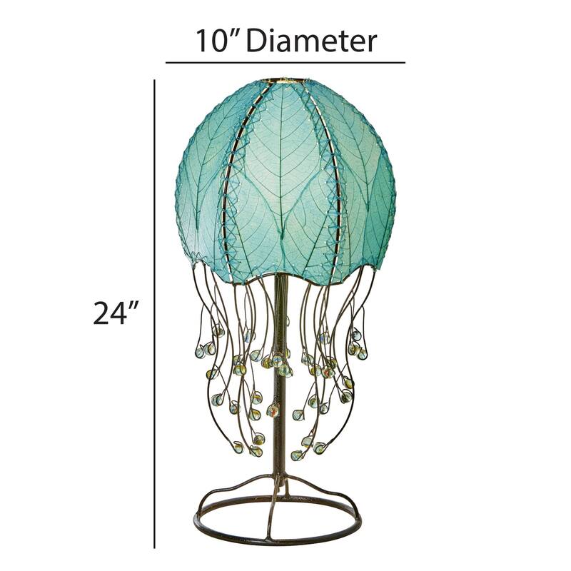 Eangee Handmade Jellyfish Table Lamp, Cocoa Leaves Shade, 10 x 10 x 24 in. - 10 x 10 x 24