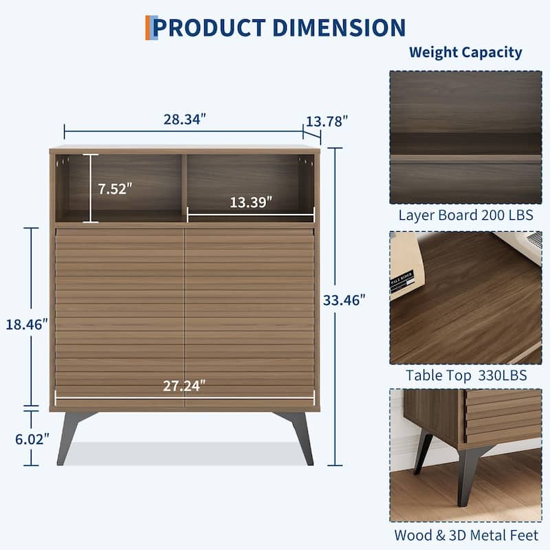 Coffee Bar Cabinet, Kitchen Storage Cabinet with Drawer and Adjustable Shelves, Buffet Sideboard