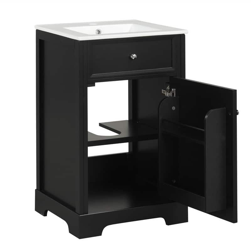 20" Bathroom Vanity with Sink – Soft-Closing Door Cabinet Featuring Storage Rack and Adjustable Shelf‌ - 20"L x 18"W x 34"H