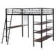 preview thumbnail 5 of 14, Metal Loft Bed with 3 Layers of Shelves and Desk, Kids High Loft Bed Frame, Whiteboard & Slatted Guardrails