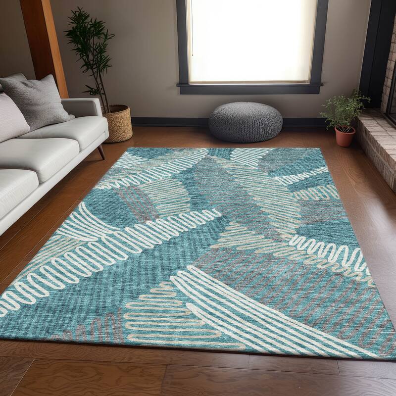 Premium Washable Super Soft Contemporary Leaf Mayfield Rug