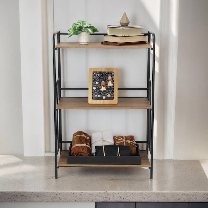Faydel 3 Tier Brown & Black Storage Shelf - Black/Brown