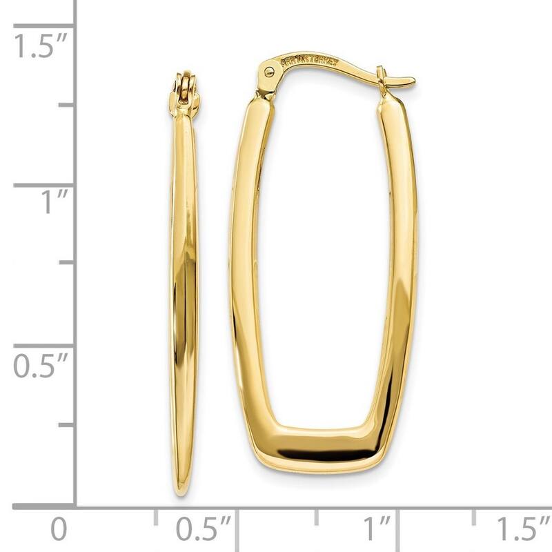 Curata 10k Yellow Gold Polished 11x2.25mm Guardian Angel Hoop Earrings