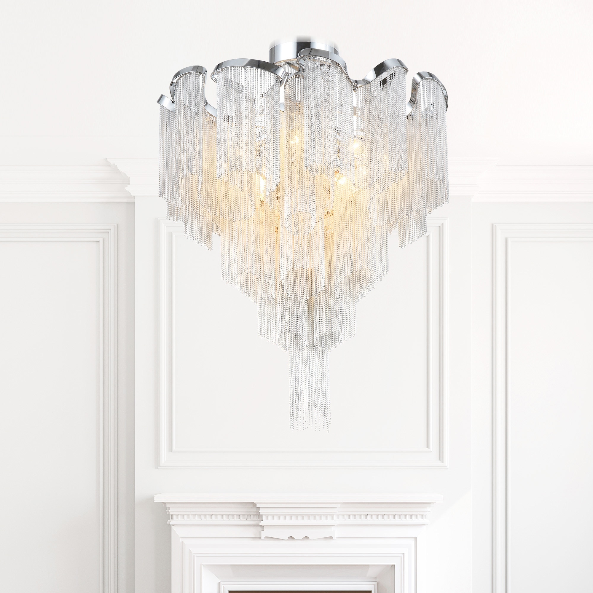CWI Lighting Daisy 13 Light 24in Chrome Flush Mount