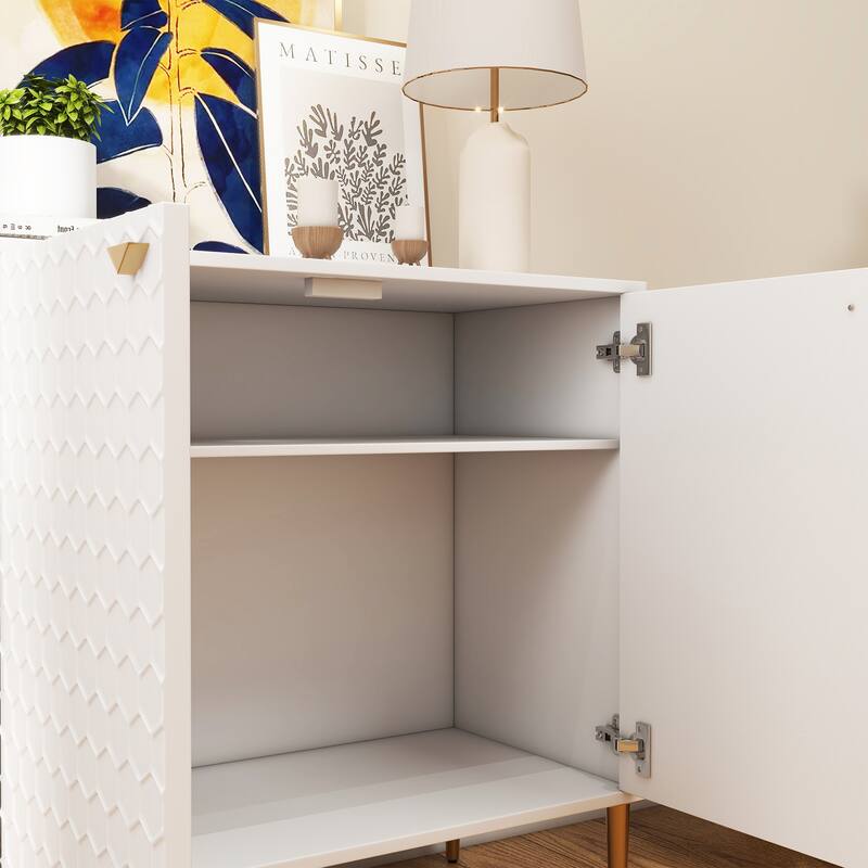 Hexagonal Pattern 2-door Storage Cabinet Buffet Cabinet Sideboard