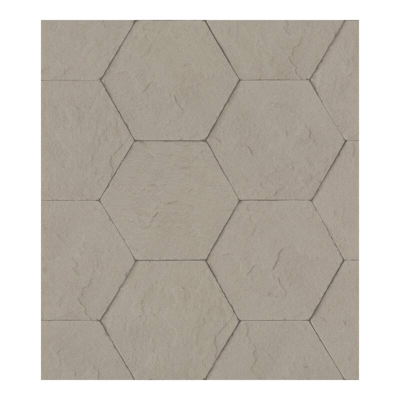 Advantage Bascom Light Grey Stone Hexagon Wallpaper - 21 x 396 x 0.025