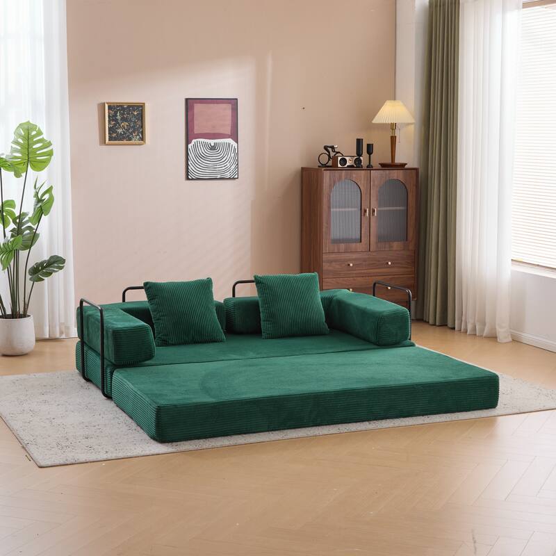 Floor Couch,Compression Sofa,Convertible Floor Sofa Bed-with Pillow Back Support Armrest,Comfy Futon Couch Lounge Sleeper Bed