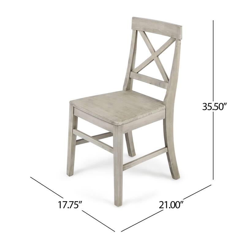 Country Set of 2 Dining Chairs with X-shaped Back, Solid Wood Frame for Dining Room Living Room Balcony and Patio