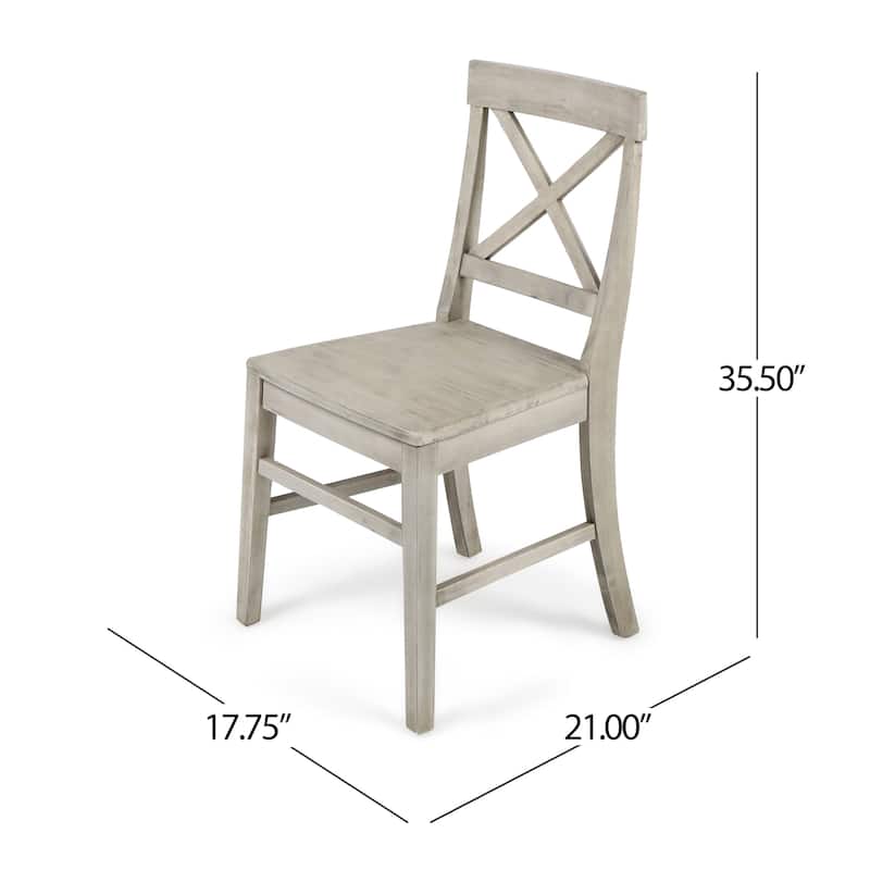 Mid-Century Modern Acacia Wood Dining Chairs Black (Set of 2)
