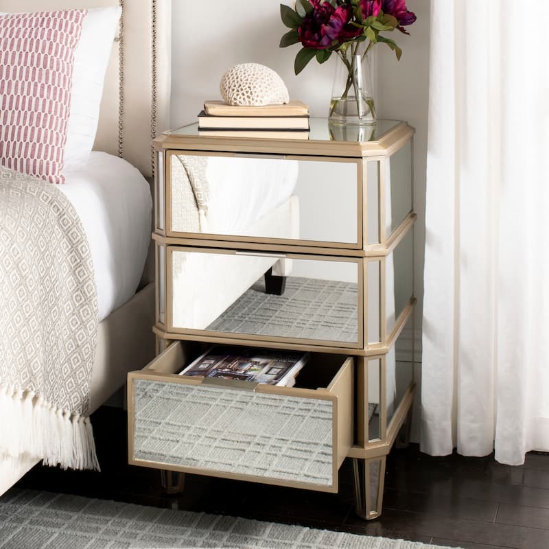 SAFAVIEH Miracle 3-Drawer Mirrored Nightstand