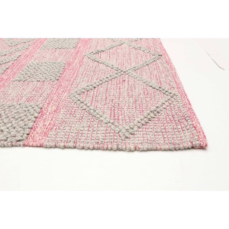 ECARPETGALLERY Braid weave Sienna Dark Pink Wool Rug - 5'0 x 8'0