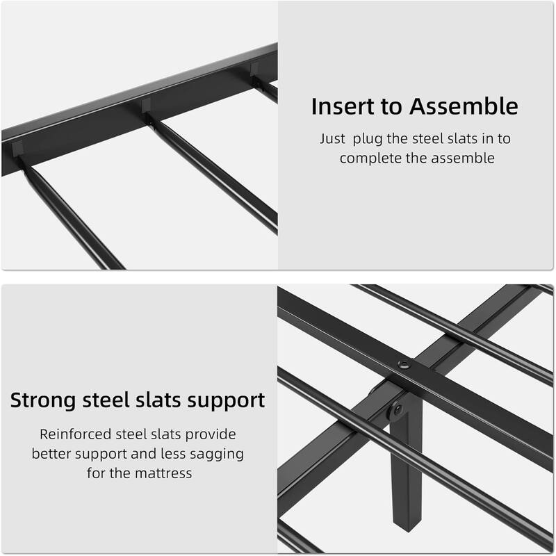 Metal Platform Bed Frame with Headboard & Footboard, 10.8'' Storage, No Box Spring Needed
