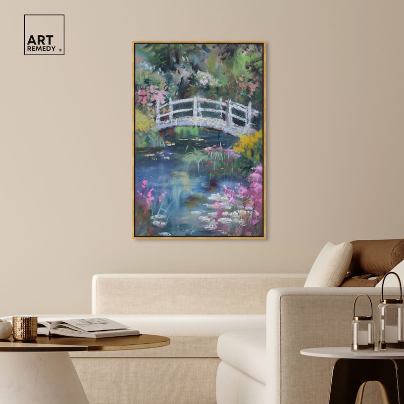 Art Remedy Hidden Garden Framed Impressionism 1 Piece Canvas Wall Art /Monet And Van Gogh Inspired Art