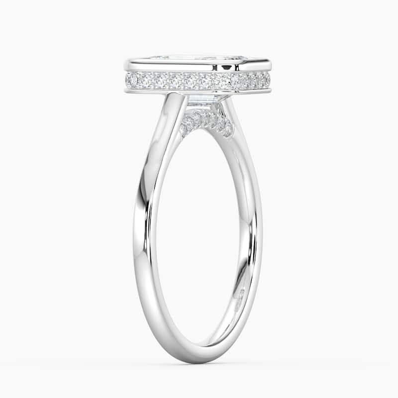 Auriya 14k Gold Lab Grown Emerald Diamond Bezel Unique Hidden Halo Engagement Ring 1.00 to 5.00 ct. tw. (F-G, VS)