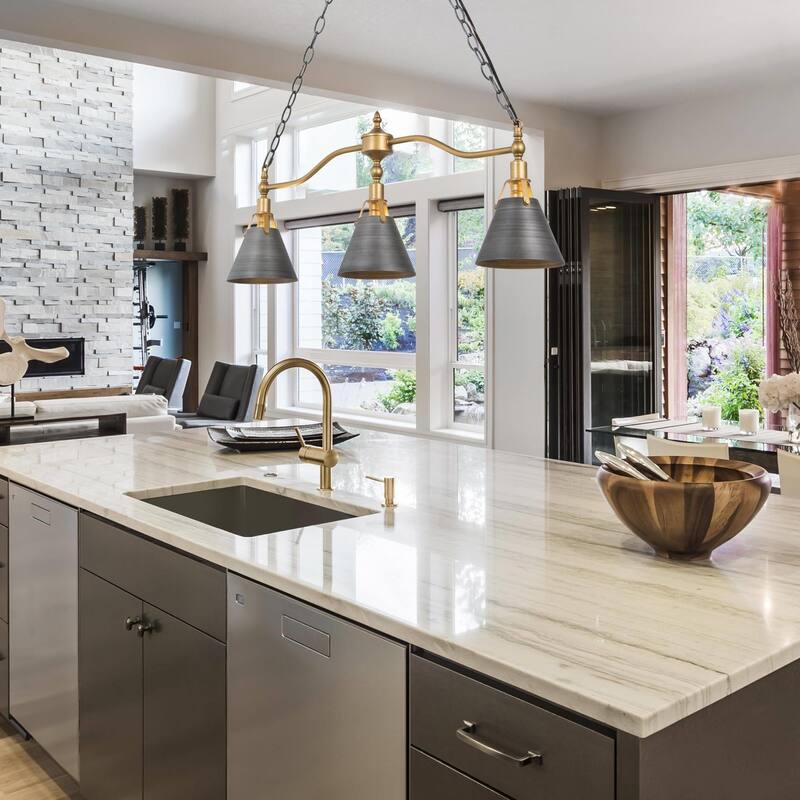 Modern 3-Light Linear Chandelier Kitchen Island Lights