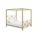 preview thumbnail 3 of 12, Avenue Green Rosemarie Goldtone Metal Canopy Bed Queen