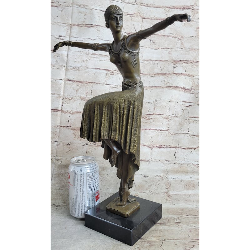 Turkish Dancer Art Deco Bronze Sculpture Statue By D.H. Chiparus On Marble Base