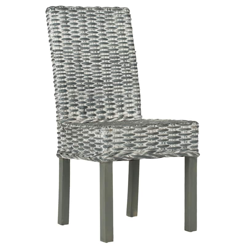 SAFAVIEH Carlyn Dining Grey Washed Wicker Dining Chair (Set of 2) - 18.5" x 23.5" x 37.5" - 19Wx24Dx38H