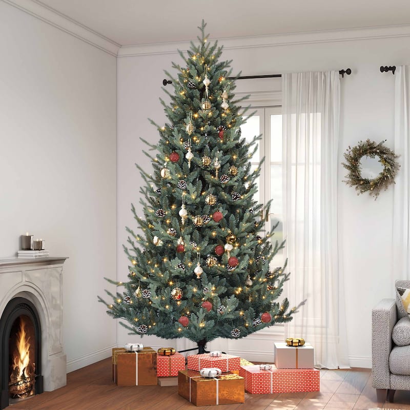 6/7.5FT Pre-Decorated Artificial Hinged Holiday Xmas Tree with 51 Pine Cones - 7.5 Foot