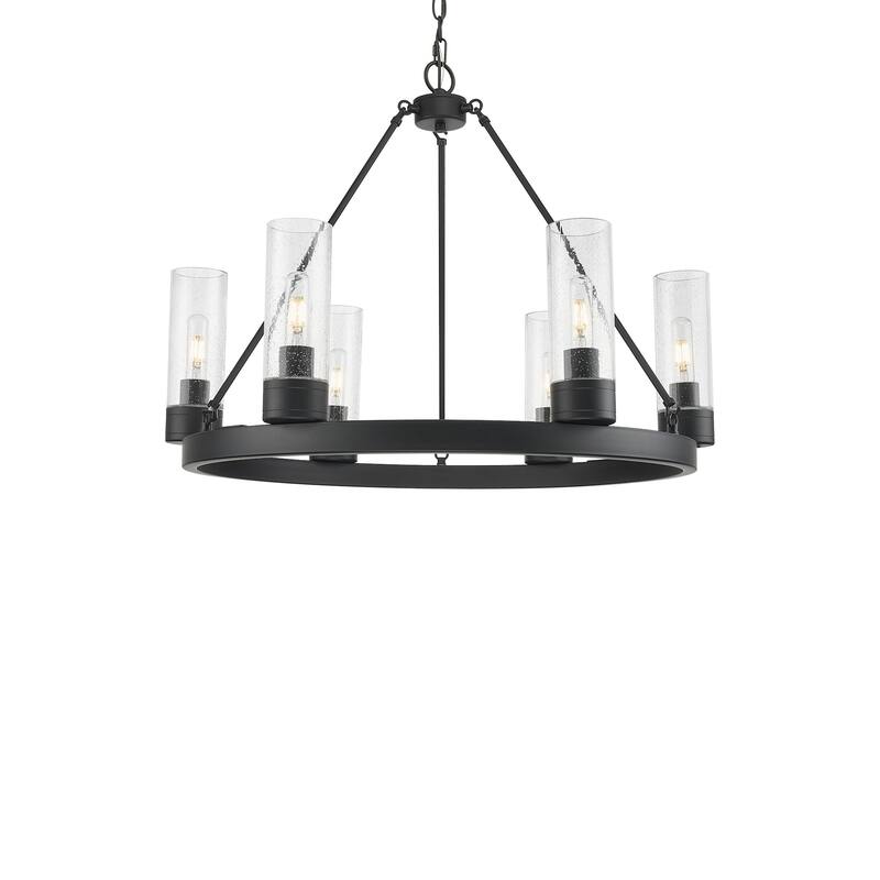 Innovations Lighting 617-6CR-24-29-8 Boreas Chandelier Boreas 6 Light - Matte Black / Seedy