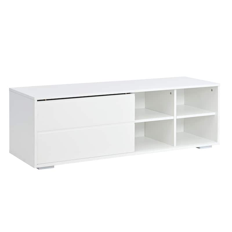 Roomfitters Modern Media Console with Fluted Glass Door, Free-Combination TV Stand for TVs Up to 100" with Sliding Storage