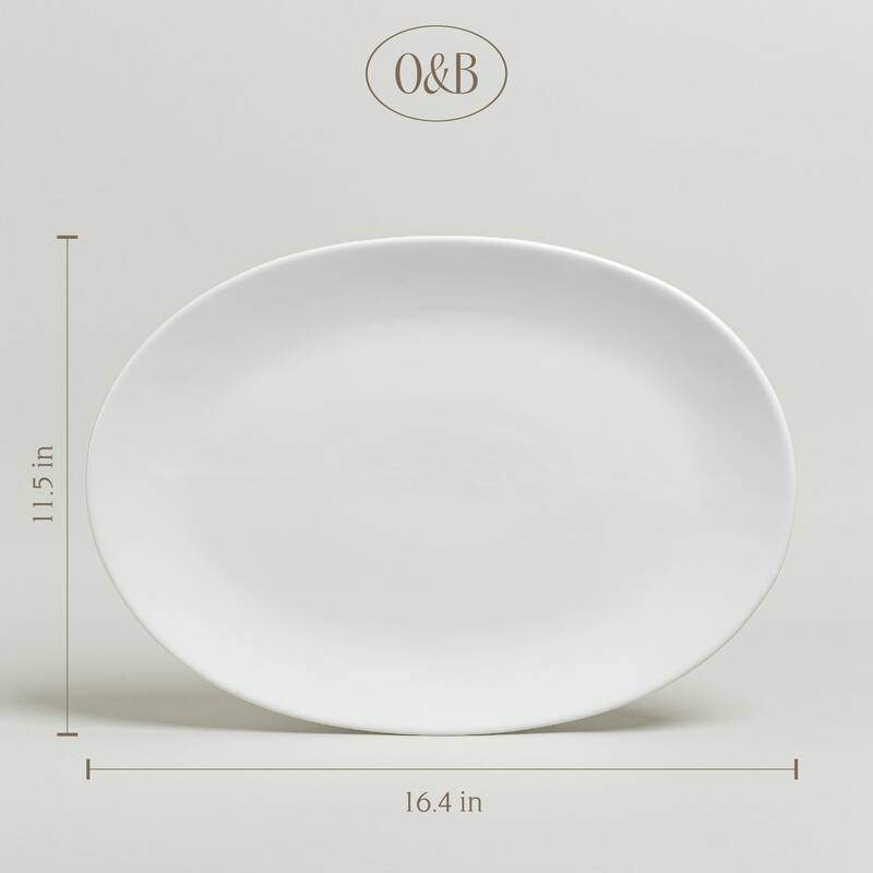 over&back Coupe Semi Matte Stoneware Oval Serving Platter