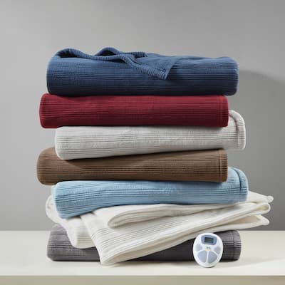 Serta Travis Heated Tri-Rib Microfleece Blanket