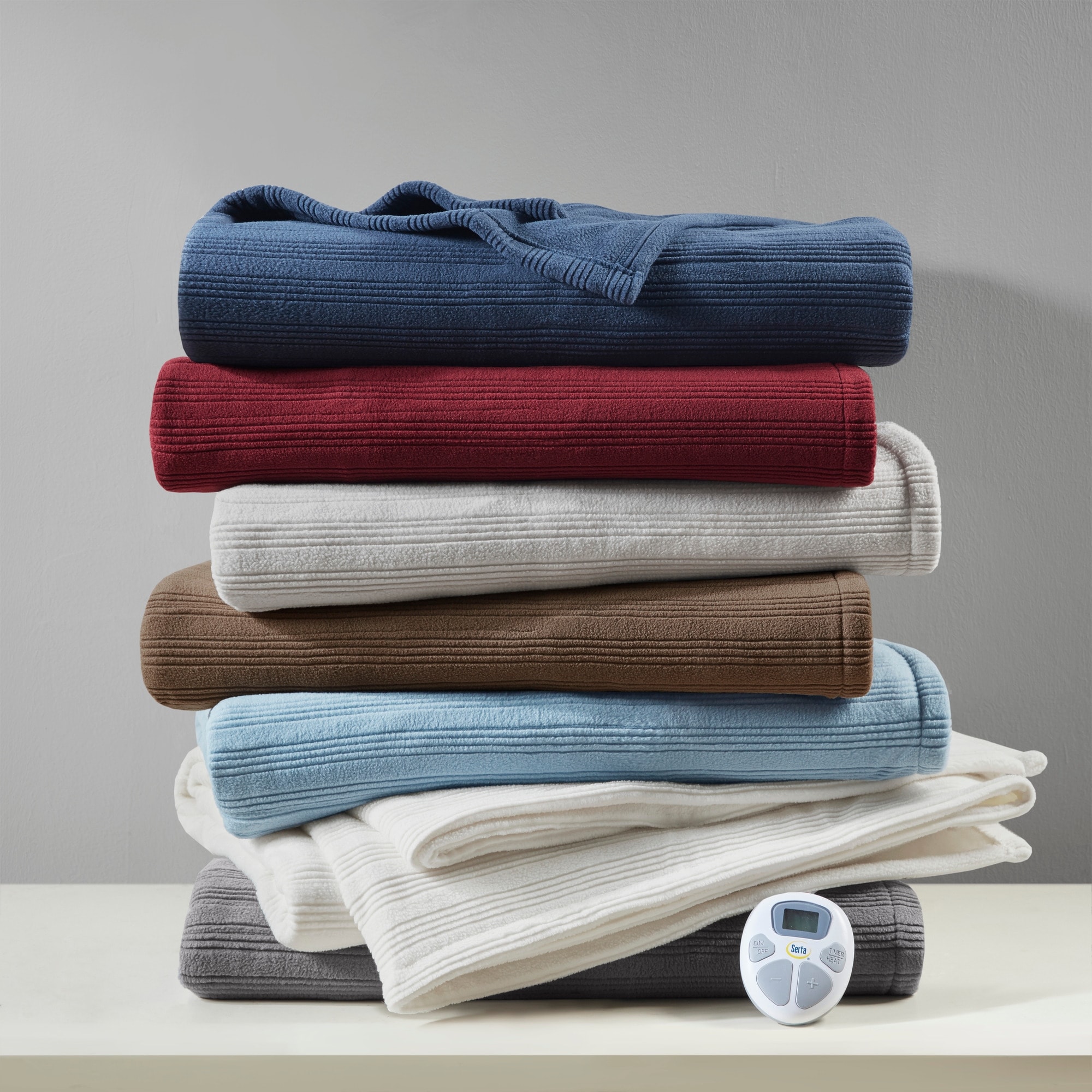 Serta Travis Heated Tri-Rib Microfleece Blanket