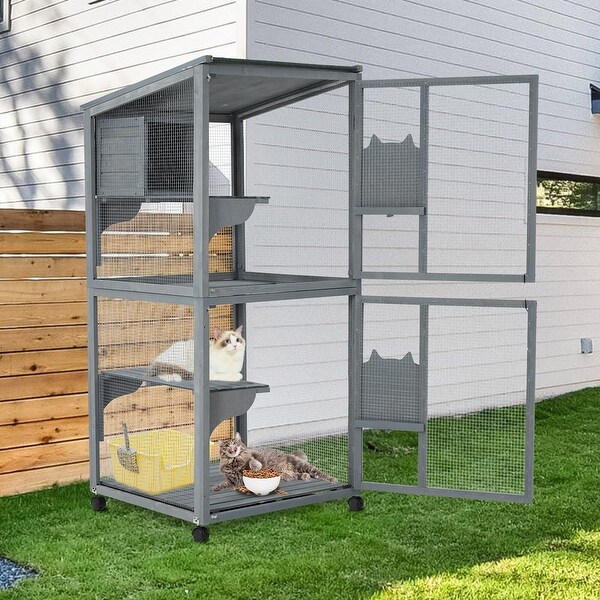 Large 2-Tier Outdoor Cat House - Bed Bath & Beyond - 41904414