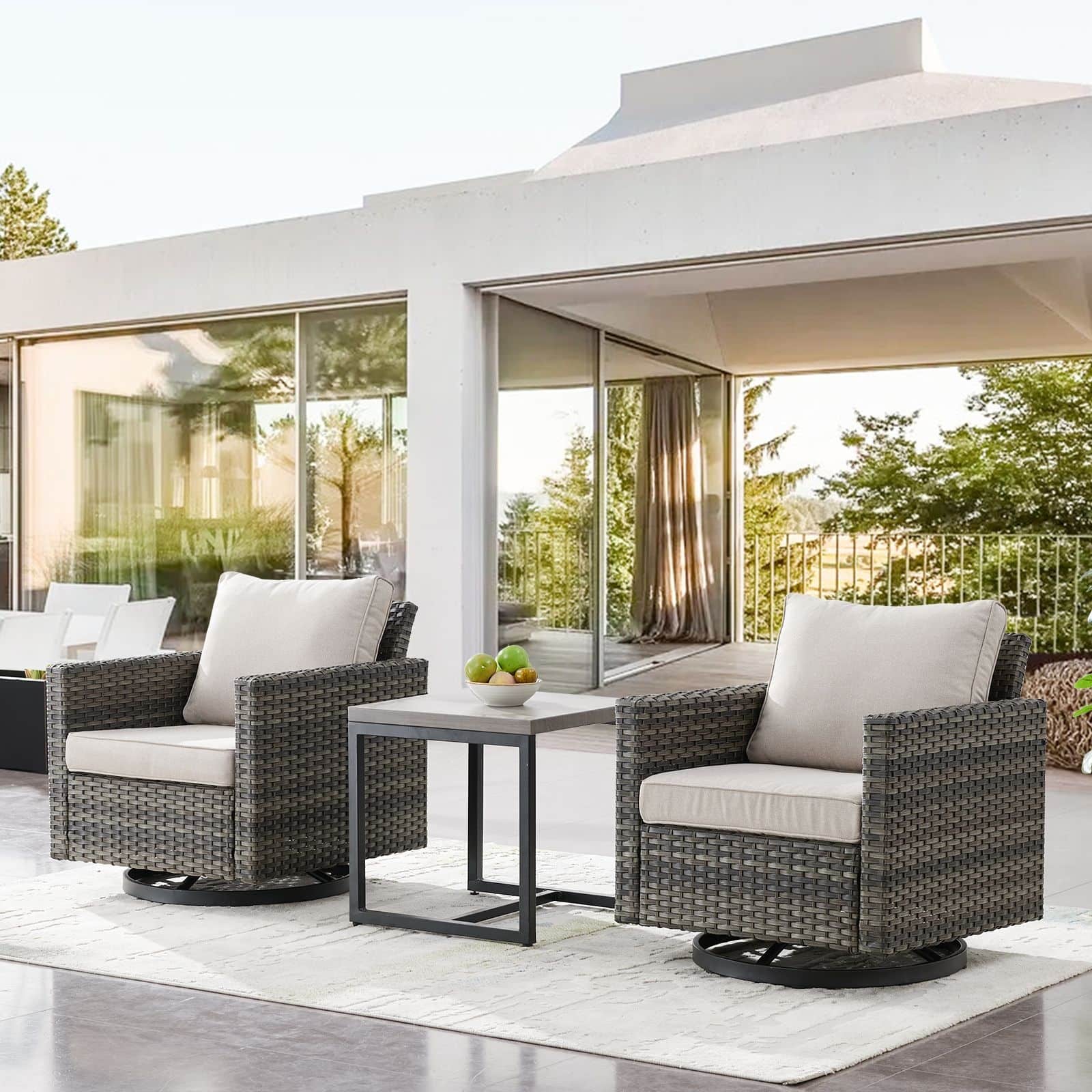 Option Grey Wicker / Beige Cushion