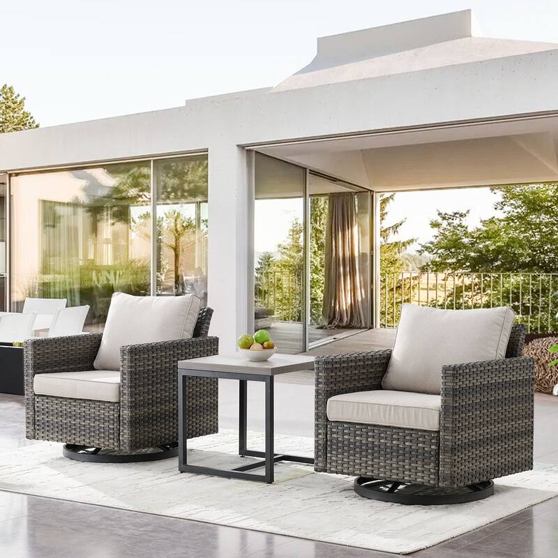 Gymojoy Wicker Swivel Glider Chair with 4 inch Olefin Cushions