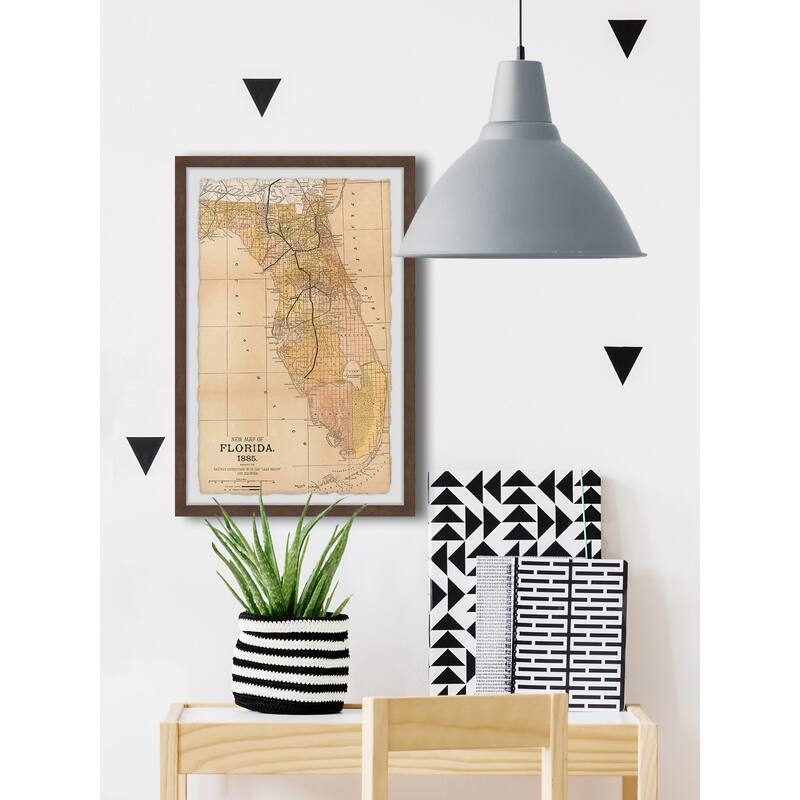 'New Map of Florida, 1885' Framed Painting Print
