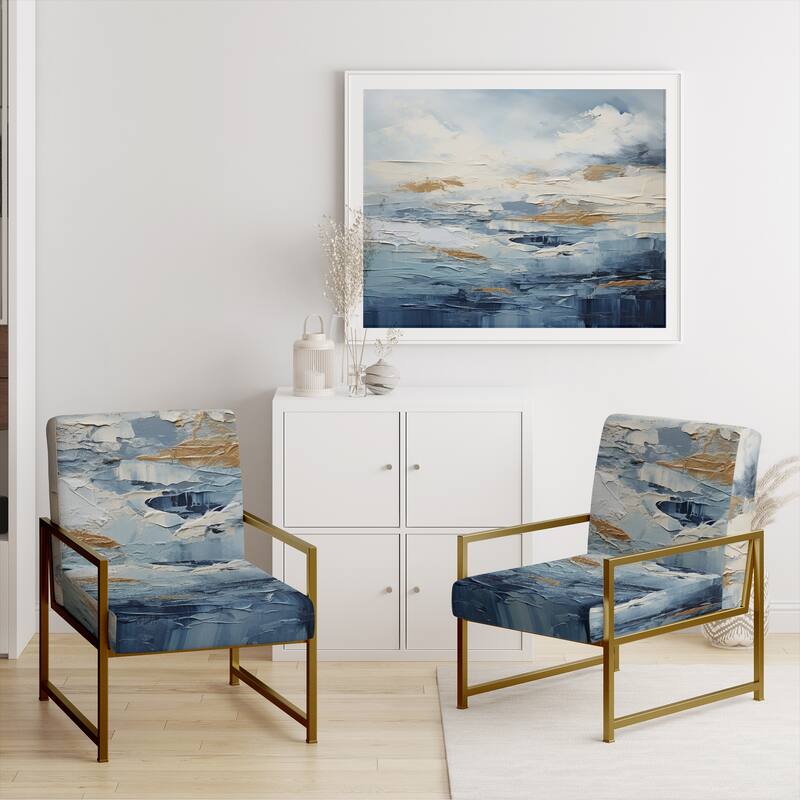 Designart "Beach Scandinavian Solitude III" Upholstered Abstract Accent Chair and Nautical & Coastal Arm Chair - Multiple Color