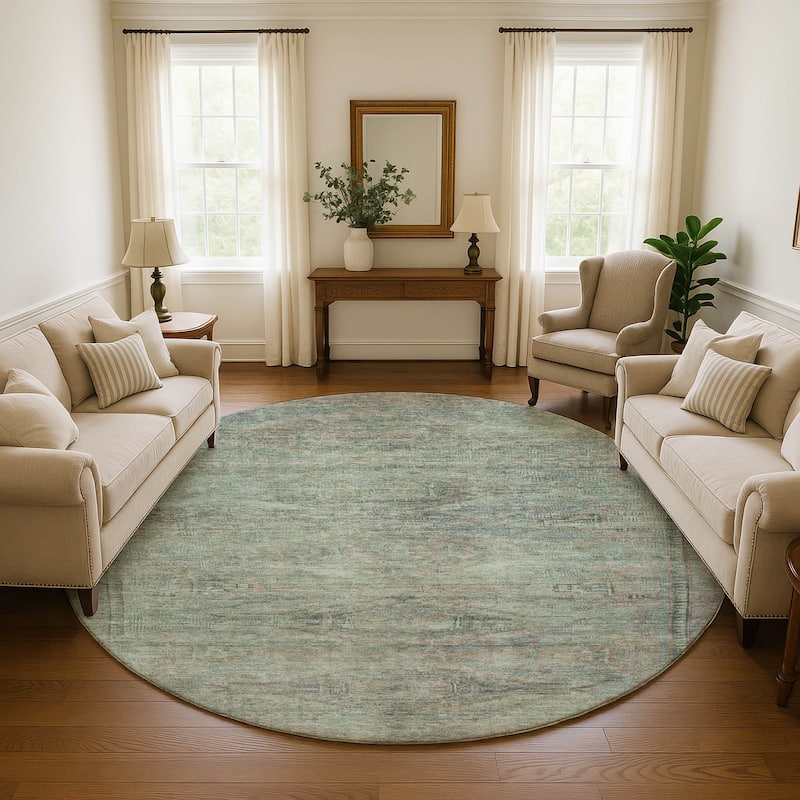 Premium Washable Super Soft Vintage Traditional Mayfield Rug - Teal - 8' x 8'