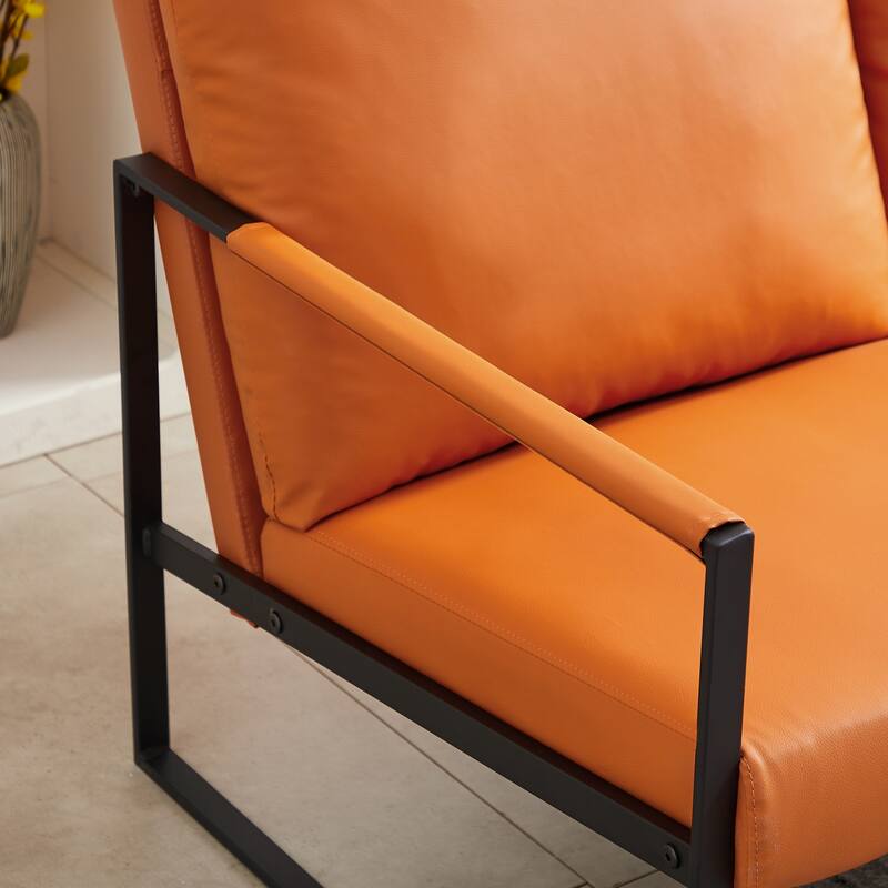 Homy Lin Living Room, Office or The Reception Area PVC Leather Accent arm Chair with Extra Thick Padded backrest