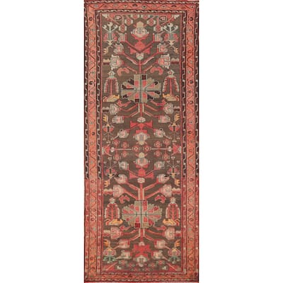Hand Knotted Oriental 100% Wool Carpet Traditional Geometric Brown Meshkin Runner Rug - 10' 0'' X 3' 3''