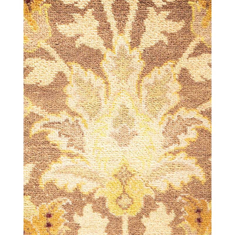 Overton Handknotted Wool Contemporary Floral Brown Area Rug - 6' x 9'