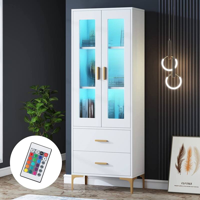 65 Inches Tall Bookcase Bookshelf for Living Room Home Office - White