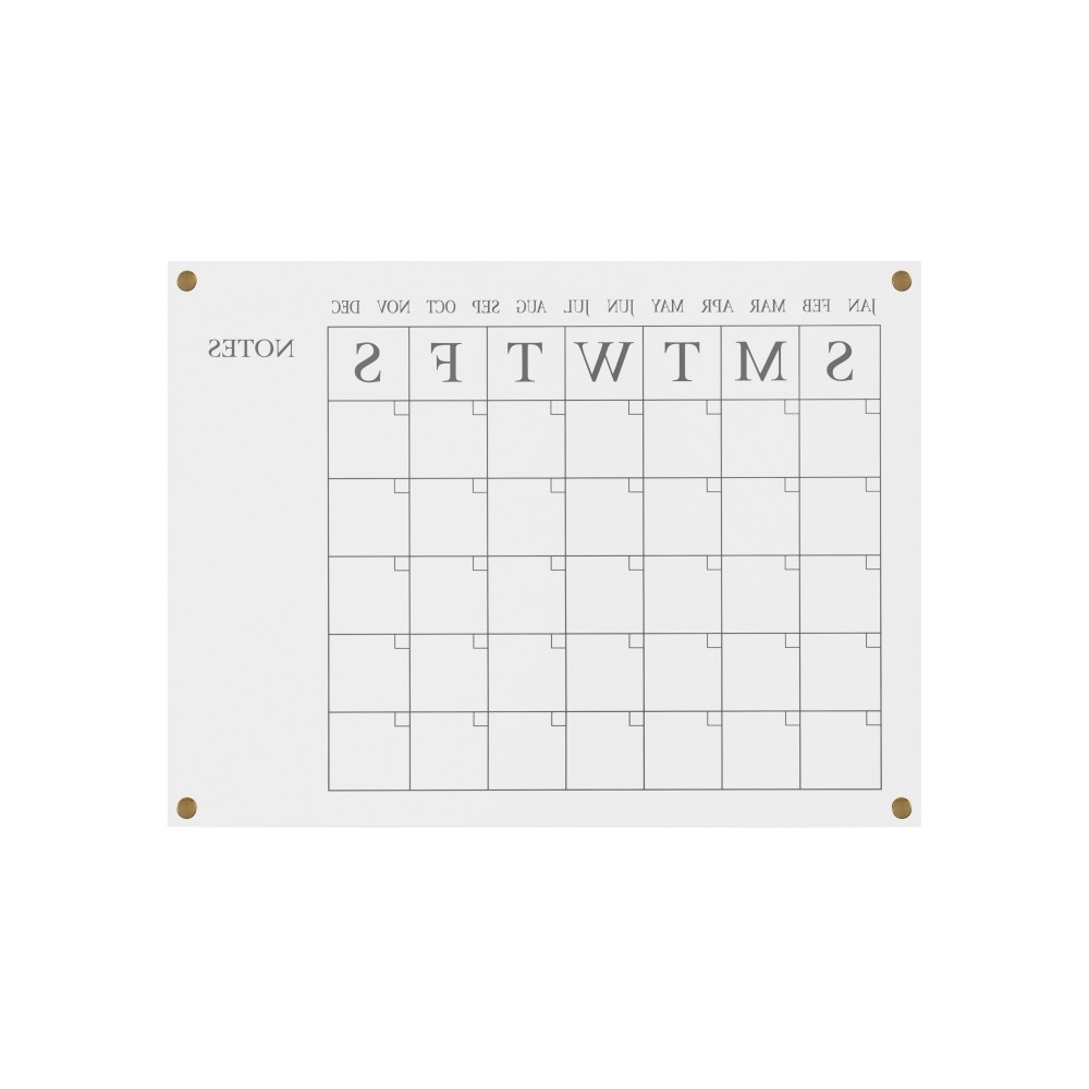 Martha Stewart Premium Acrylic Monthly Wall Calendar and Notes Board - Clear/Gold