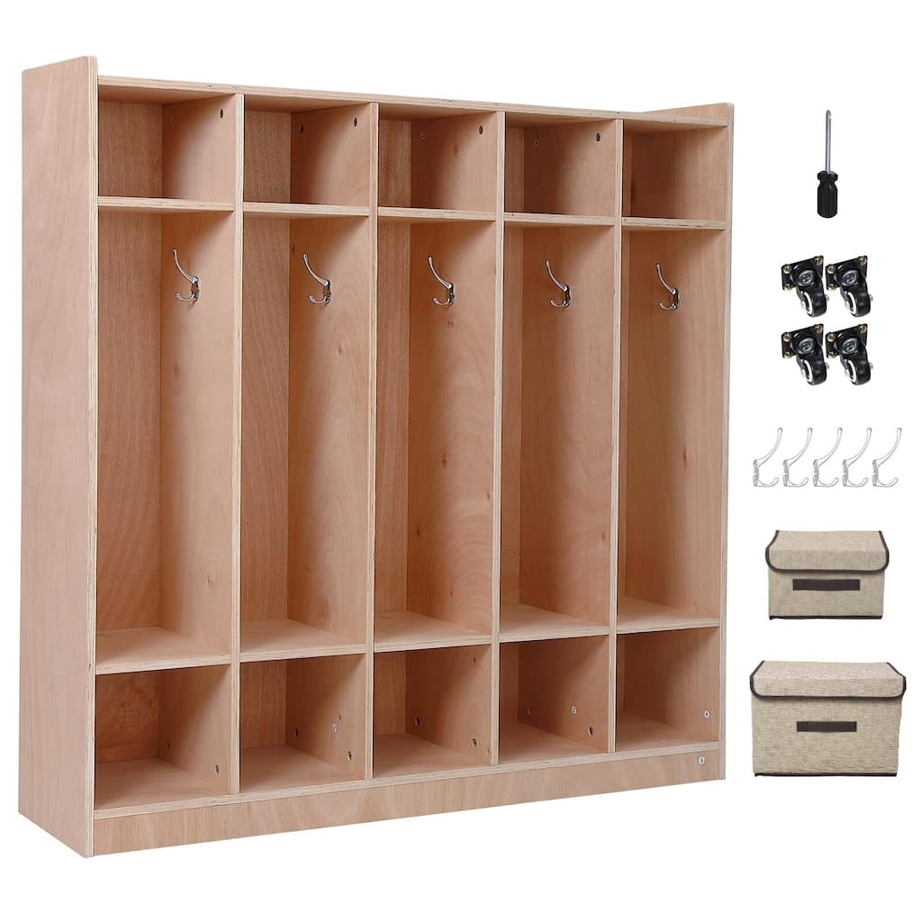 5-Section Classroom Coat Locker, 10 Cubbies for Classrooms