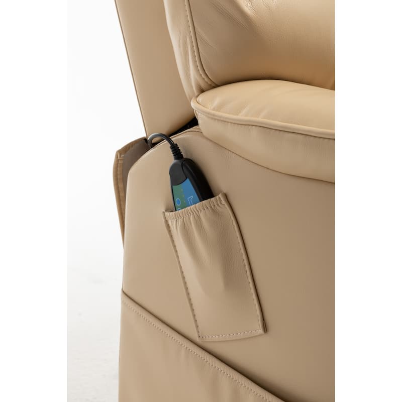 Beige Oversized Electric Recliner with OKIN Motor and 180° Lay Flat