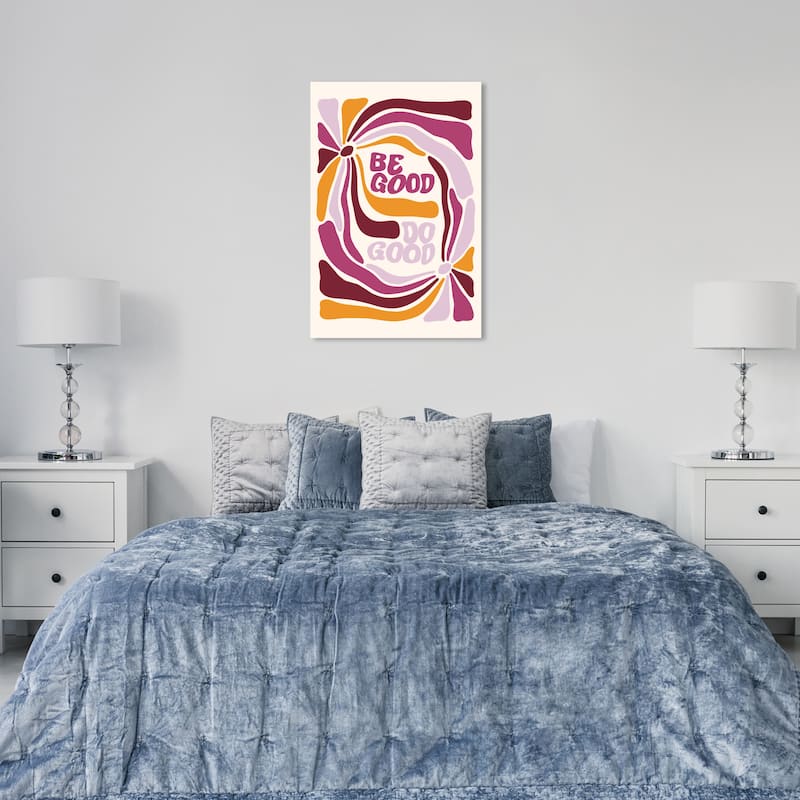 Wynwood Studio Canvas Typography and Quotes Be Good Do Good Floral Purple Modern & Contemporary Wall Art Canvas Print