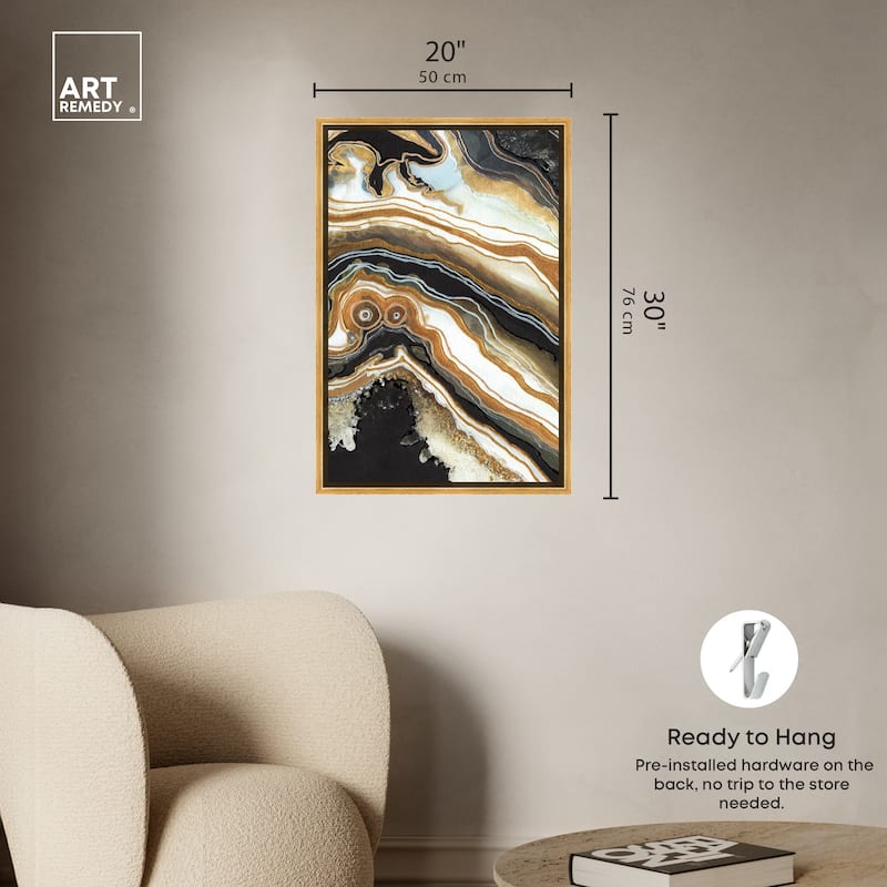Art Remedy Black And Gold Ii Framed Mineral, Agate & Geode 1 Piece Canvas Wall Art