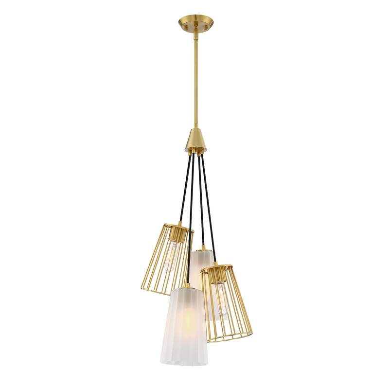 Liana 4-Light Brushed Gold Glam Statement Chandelier for Foyers and Entryways - 14.5